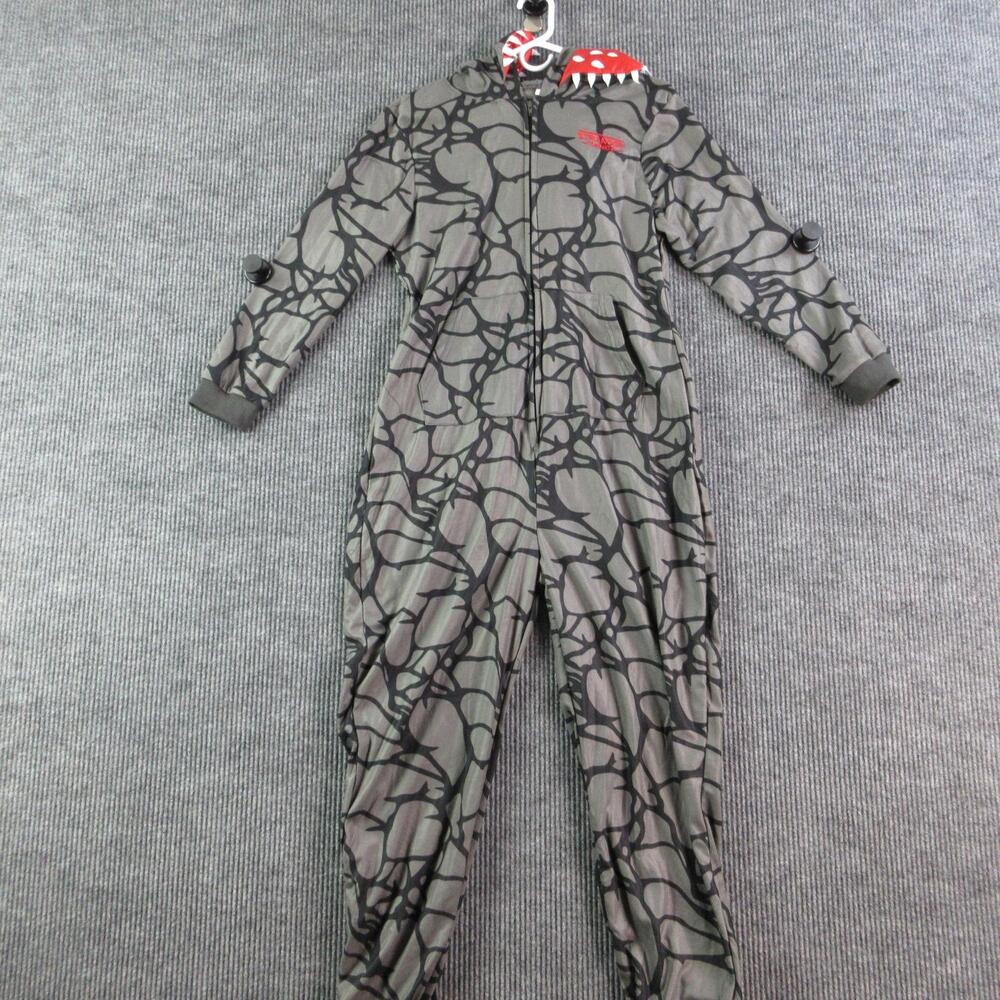 Stranger Things One Piece Teens S Gray Fleece Hooded Zip Demogorgon Embroidered